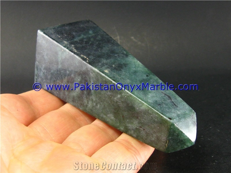 Nephrite Jade Natural Green Stone Polished Obelisk