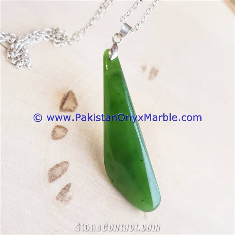 Nephrite Jade Polished Green Pendants