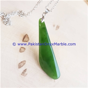Nephrite Jade Polished Green Pendants