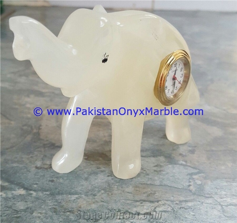 Onyx Animals Clocks Fish Elephant Statue Figurine