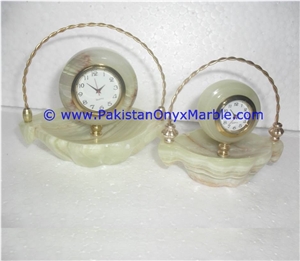 Onyx Basket Shaped Clocks Handcarved Home Decor