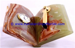 Onyx Book Shape with Pen Holder Clocks