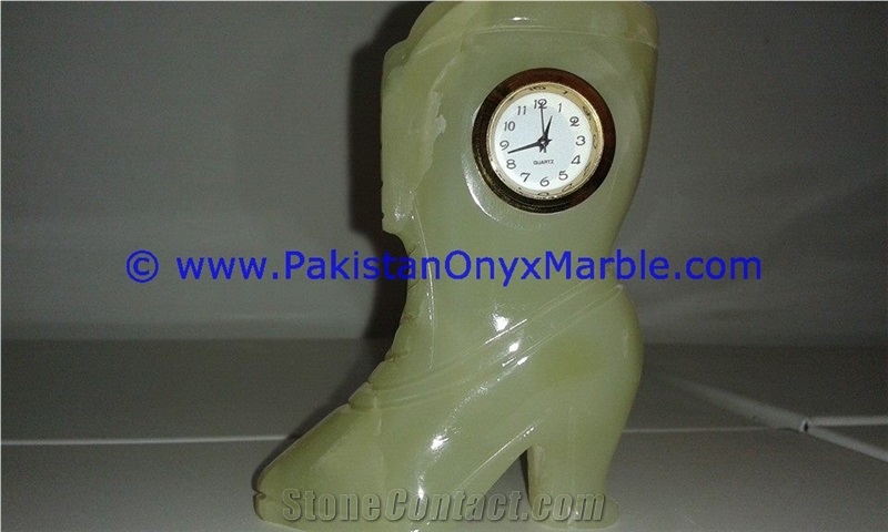 Onyx Boot Shoe Shaped Clocks Natural Onyx Stone