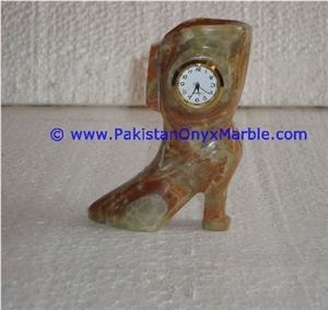 Onyx Boot Shoe Shaped Clocks Natural Onyx Stone