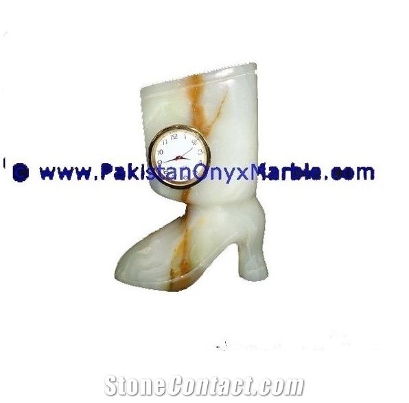 Onyx Boot Shoe Shaped Clocks Natural Onyx Stone