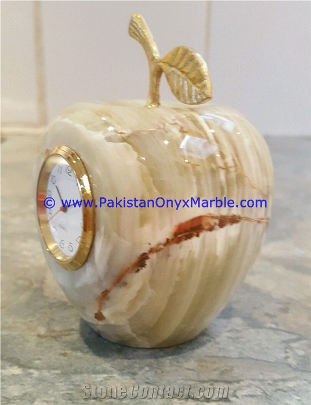 Onyx Clocks Apple Shaped Handcarved