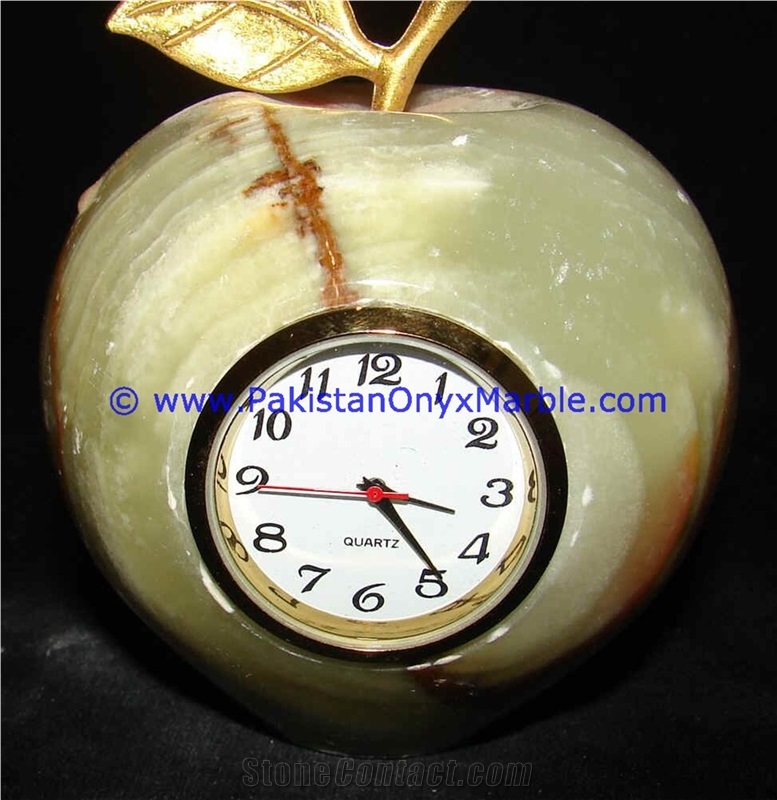 Onyx Clocks Apple Shaped Handcarved