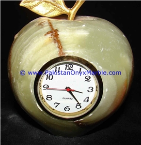 Onyx Clocks Apple Shaped Handcarved