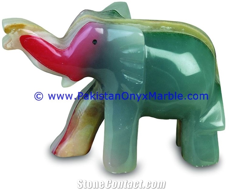 Onyx Colored Onyx Elephant Carved Handicraft