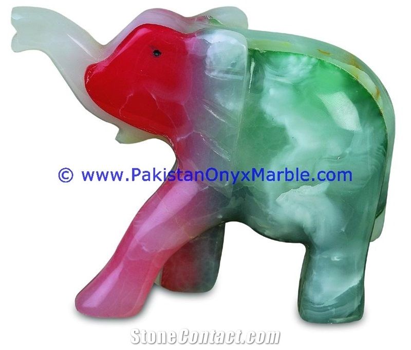 Onyx Colored Onyx Elephant Carved Handicraft