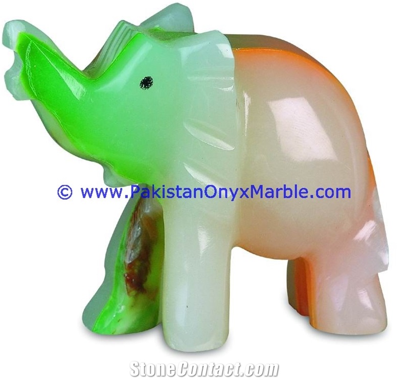 Onyx Colored Onyx Elephant Carved Handicraft