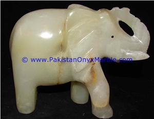 Onyx Light Green Onyx Elephant Artifacts