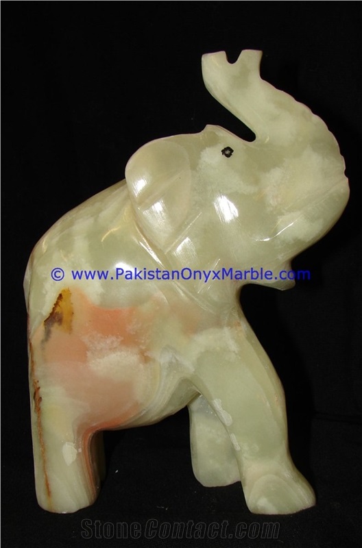 Onyx Light Green Onyx Elephant Artifacts