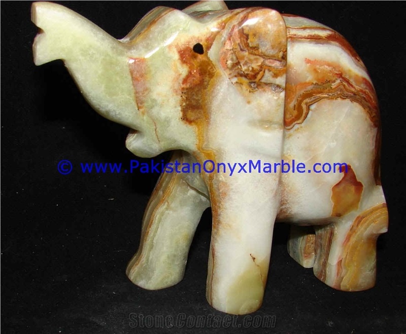 Onyx Light Green Onyx Elephant Artifacts