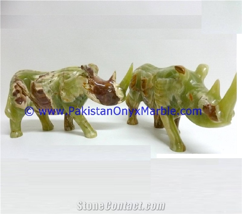 Onyx Rhino Statue