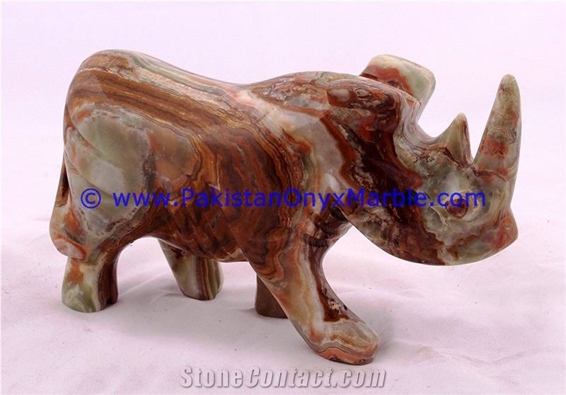 Onyx Rhino Statue