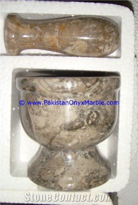 Pakistan Fossil Marble Mortar Pestle Fossil Corel