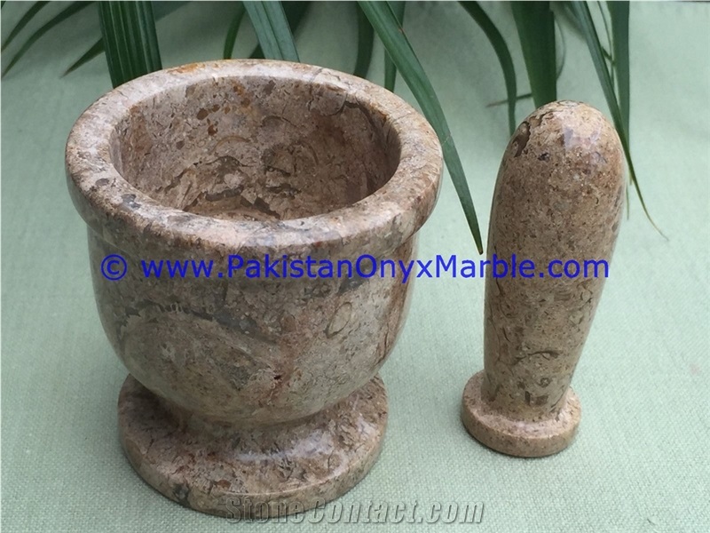 Pakistan Fossil Marble Mortar Pestle Fossil Corel