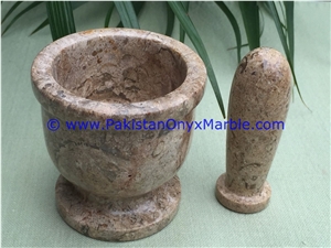 Pakistan Fossil Marble Mortar Pestle Fossil Corel