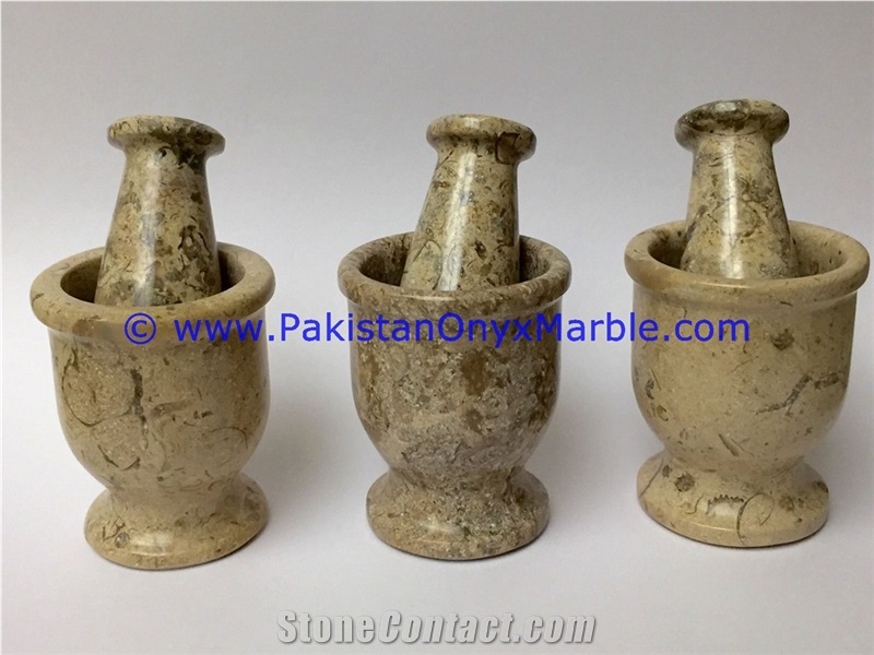 Pakistan Fossil Marble Mortar Pestle Fossil Corel