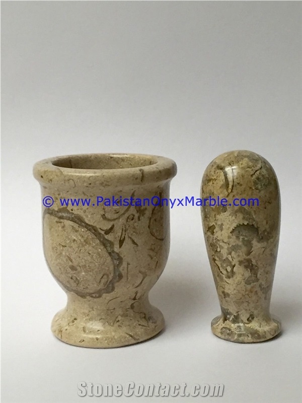 Pakistan Fossil Marble Mortar Pestle Fossil Corel