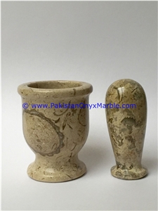 Pakistan Fossil Marble Mortar Pestle Fossil Corel