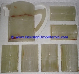 Pakistan White Jade Water Set Jug Glasses Pitcher