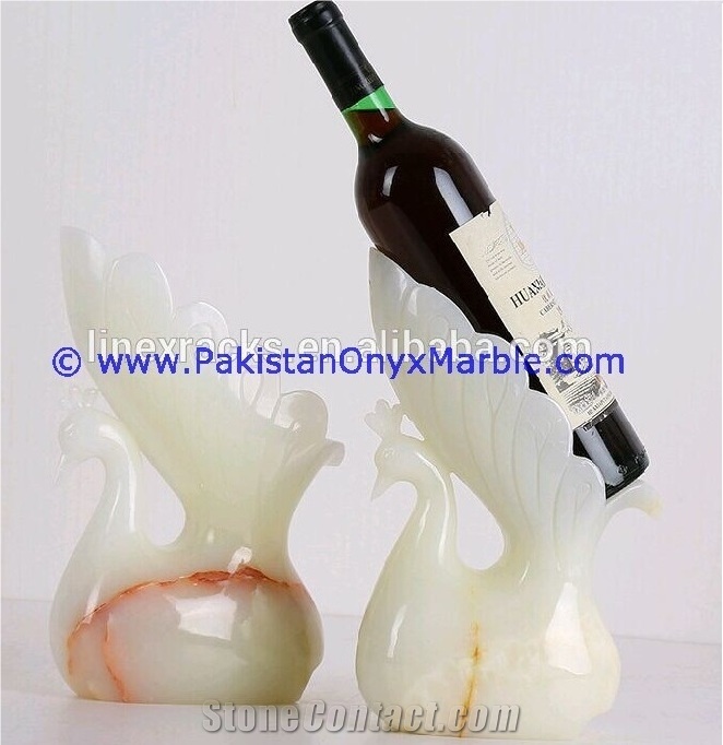 Pakistan White Onyx Wine Bottle Holder Rack