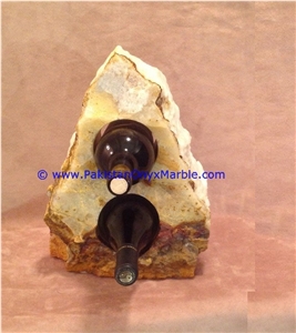 Pakistan White Onyx Wine Bottle Holder Rack