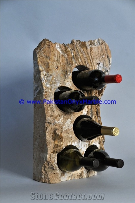 Pakistan White Onyx Wine Bottle Holder Rack