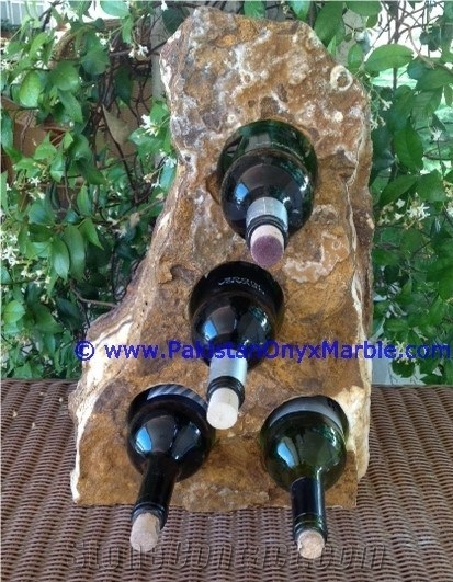 Pakistan White Onyx Wine Bottle Holder Rack