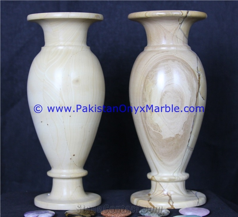 Teak Wood Marble Vases Burmateak Marble