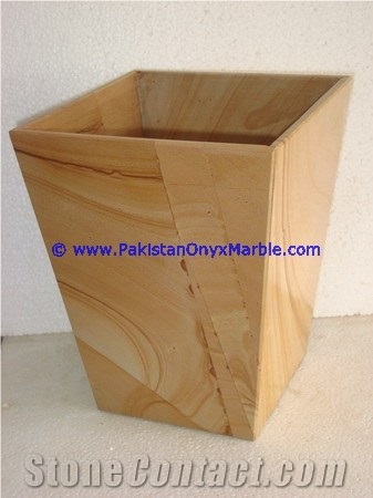 Teak Wood Marble Waste Baskets Dustbin Trash