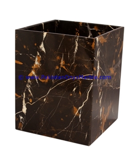 Teak Wood Marble Waste Baskets Dustbin Trash