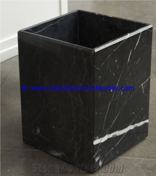 Teak Wood Marble Waste Baskets Dustbin Trash