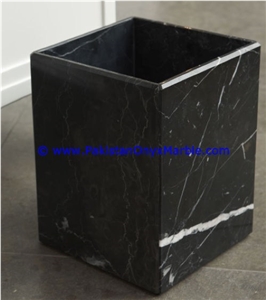 Teak Wood Marble Waste Baskets Dustbin Trash