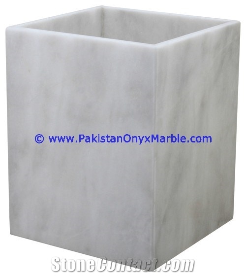 Teak Wood Marble Waste Baskets Dustbin Trash
