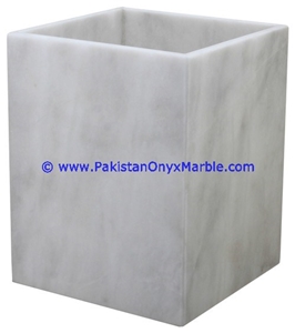 Teak Wood Marble Waste Baskets Dustbin Trash