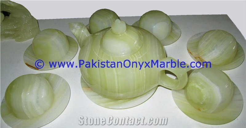 White Onyx Tea Set Sugar Milk Pot Saucer