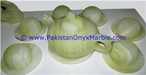 White Onyx Tea Set Sugar Milk Pot Saucer