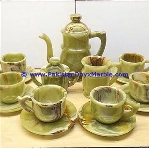 White Onyx Tea Set Sugar Milk Pot Saucer