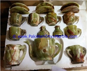 White Onyx Tea Set Sugar Milk Pot Saucer