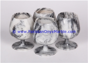 Ziarat Gray Marble Wine Glasses Goblets Set