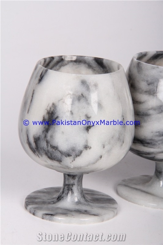 Ziarat Gray Marble Wine Glasses Goblets Set