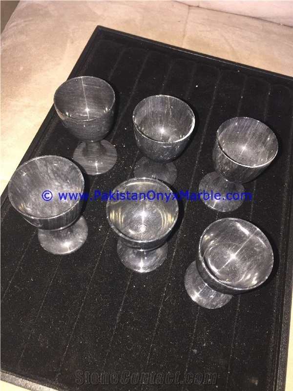 Ziarat Gray Marble Wine Glasses Goblets Set