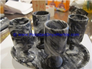 Ziarat Gray Marble Wine Glasses Goblets Set