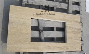 Afyon Yellow Travertine Vessel Sink Bathroom Basin