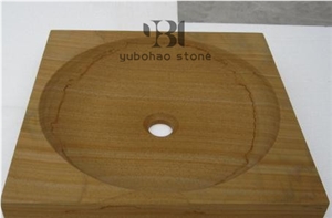 Afyon Yellow Travertine Vessel Sink Bathroom Basin