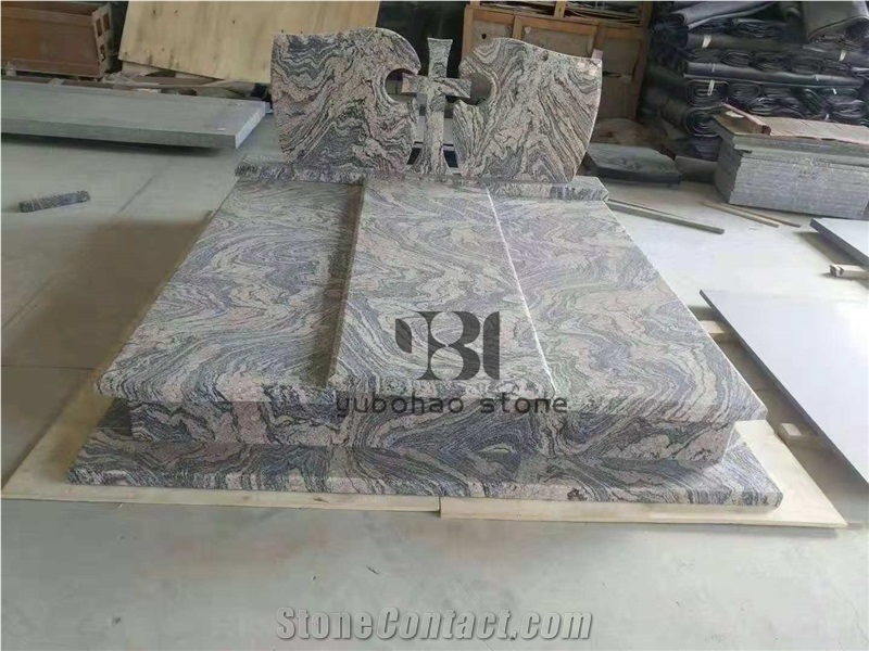 China Multicolor Juparana Grey Granite Headstone