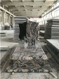 China Multicolor Juparana Grey Granite Headstone